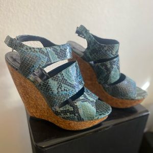 Blue Snakeskin wedge XoXo size 8.5